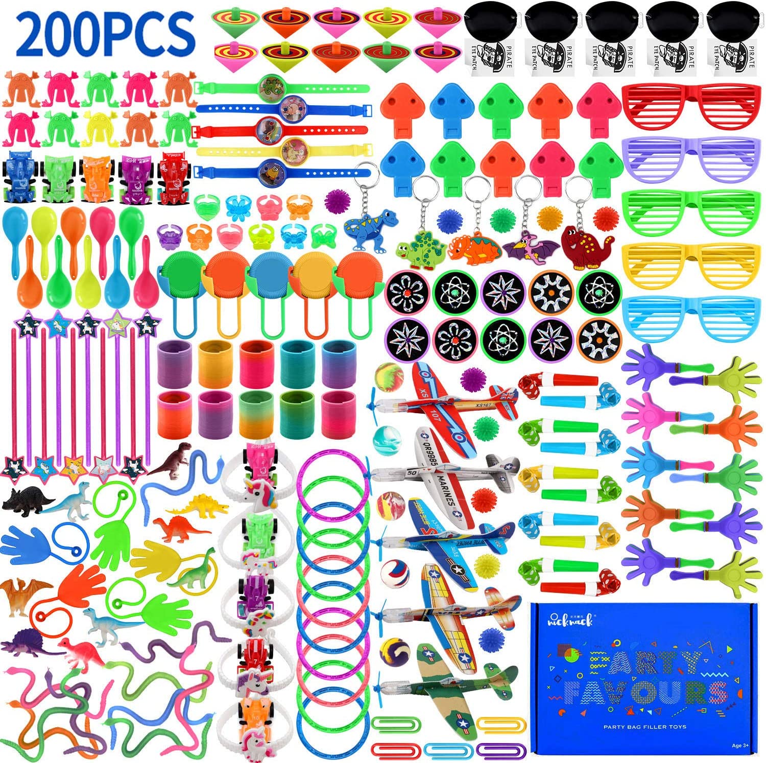 nicknack Bulk Party Bag Fillers for Kids 200PCS Birthday Party Favours Toy Assortment