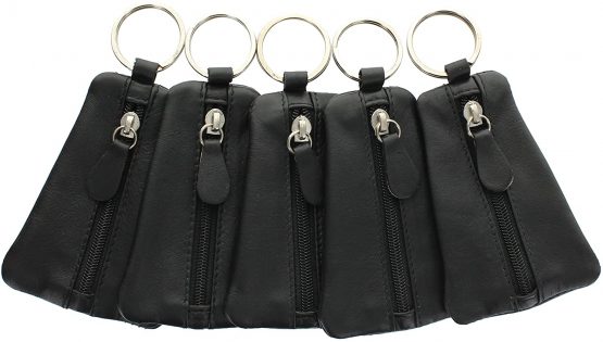 Ashlie Craft Logo Keyring with Zipped Leather Pouch ACK1 Pack of 5 Black