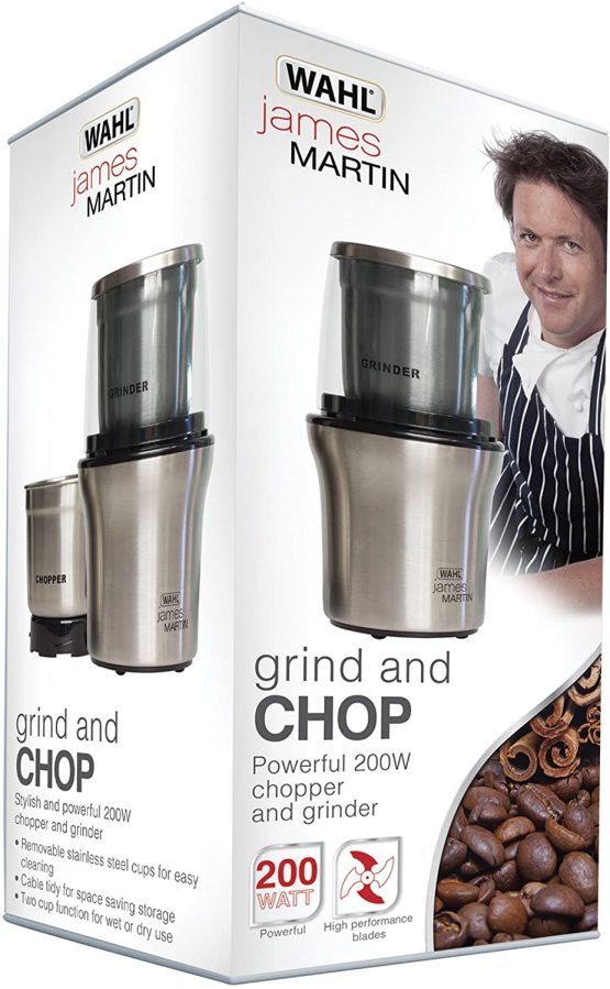 Wahl James Martin Grind and Chop, Electric Grinders Ideal for Coffee, Nuts and Spices, Safety Lock-In Lid, Brushed Stainless Steel, 200 (W), Capacity 70g, Silver - Image 4