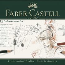 Faber-Castell PITT Monochrome Professional Quality 33-Piece Set in a Metal Case