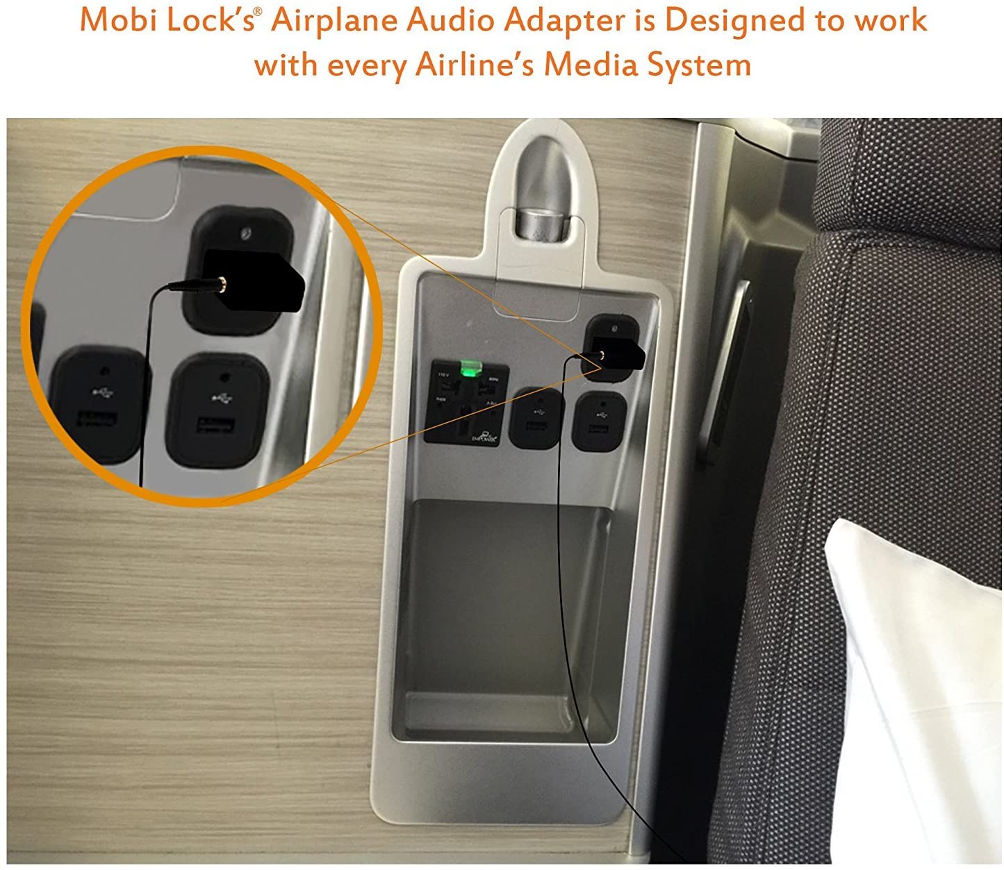 Mobi Lock 2pcs Gold Plated Airplane Flight Headphone Adapters - Image 4