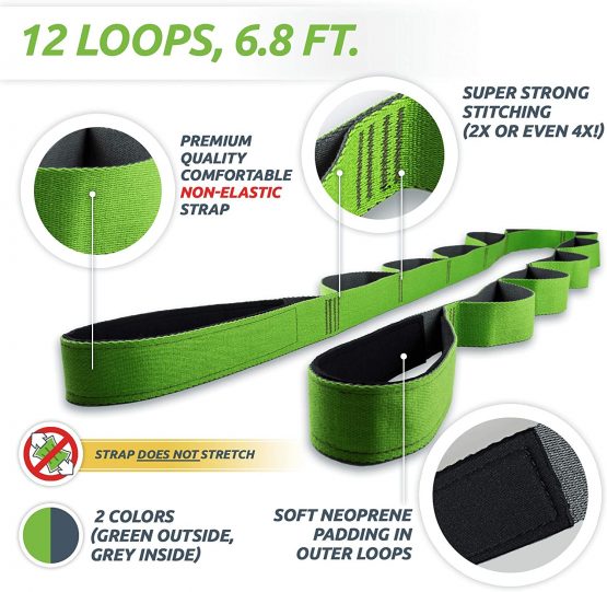 EverStretch Non-Elastic Stretching Strap with Loops - Move Freely with This Looped Stretch Strap Premium Stretch Band for Sports, Physical Therapy and Recovery from Knee Replacement Surgery. - Image 2