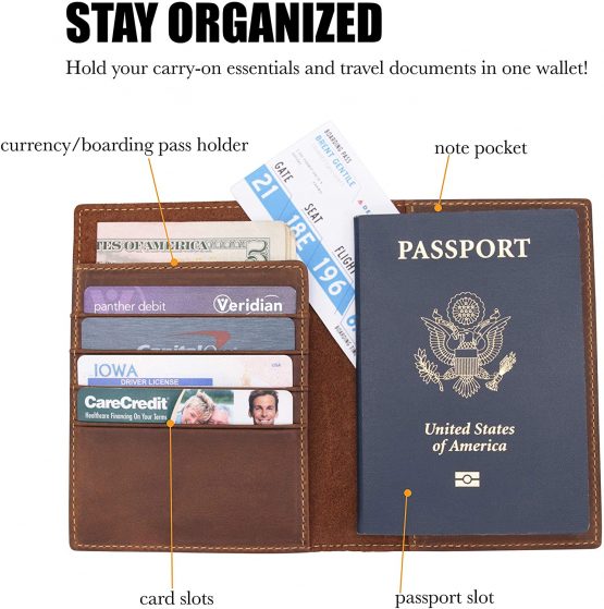 Leather Passport Holder Travel Wallet - RFID Blocking Genuine Leather Travel Wallet for Men and Women(8.8X11.4cm) - Image 3