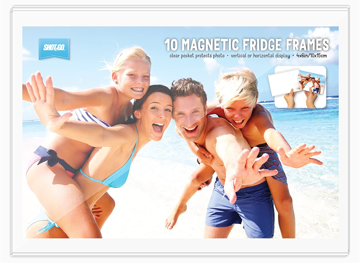 Shot2go Pack of 10 Magnetic Photo Fridge Frame Pockets Clear 4x6