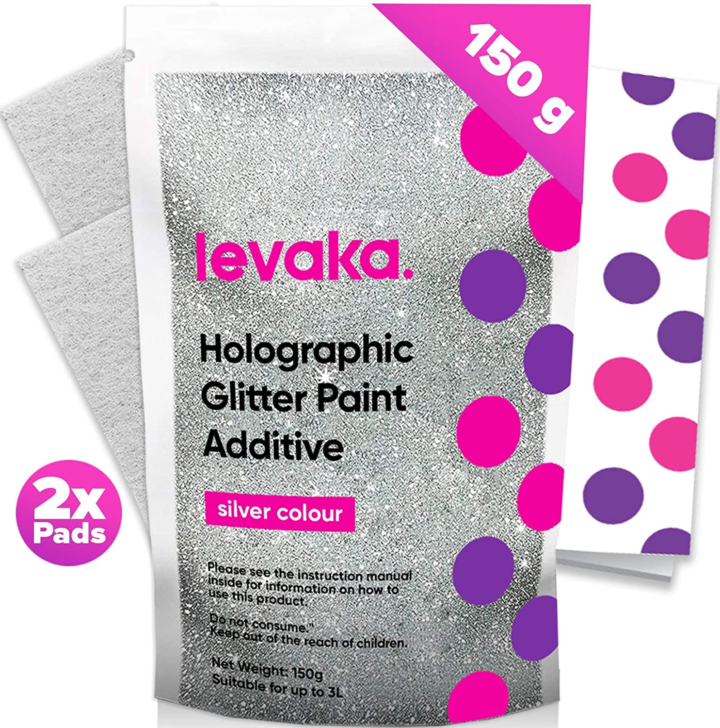 Glitter for Paint [150g] Holographic Silver with 2 x Buffing Pads