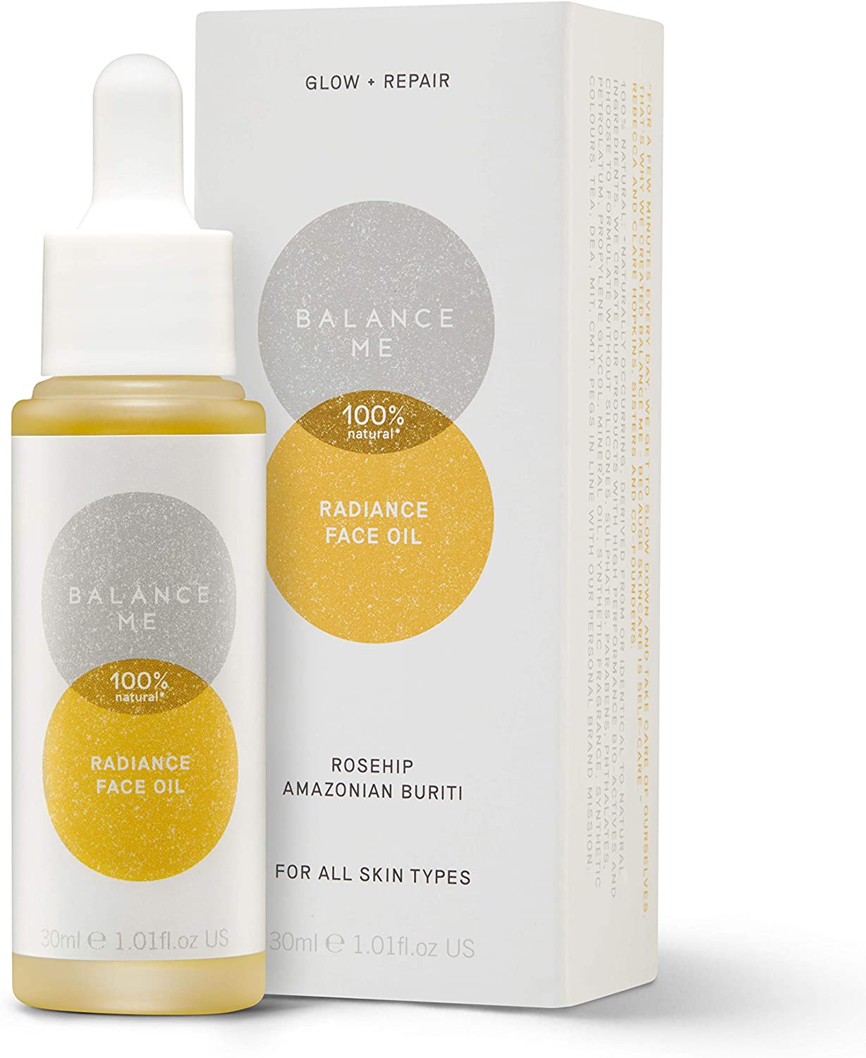 Balance Me Radiance Face Oil 30ml, Dry Skin Moisturiser with Rosehip Oil
