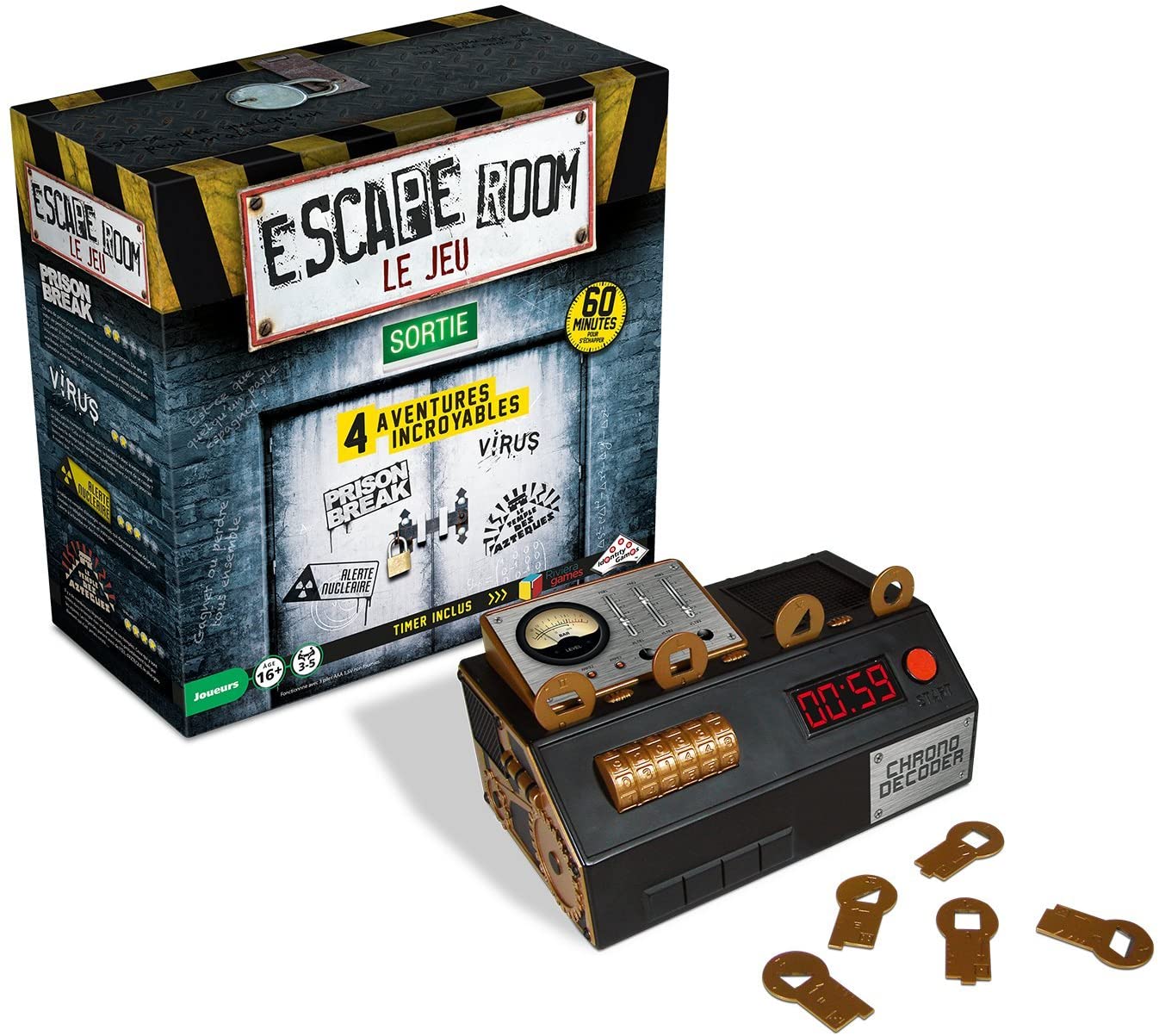 ESCAPE ROOM - The Game - Set of 4 different adventures in French Riviera Games for ages 16 and up, Black, L