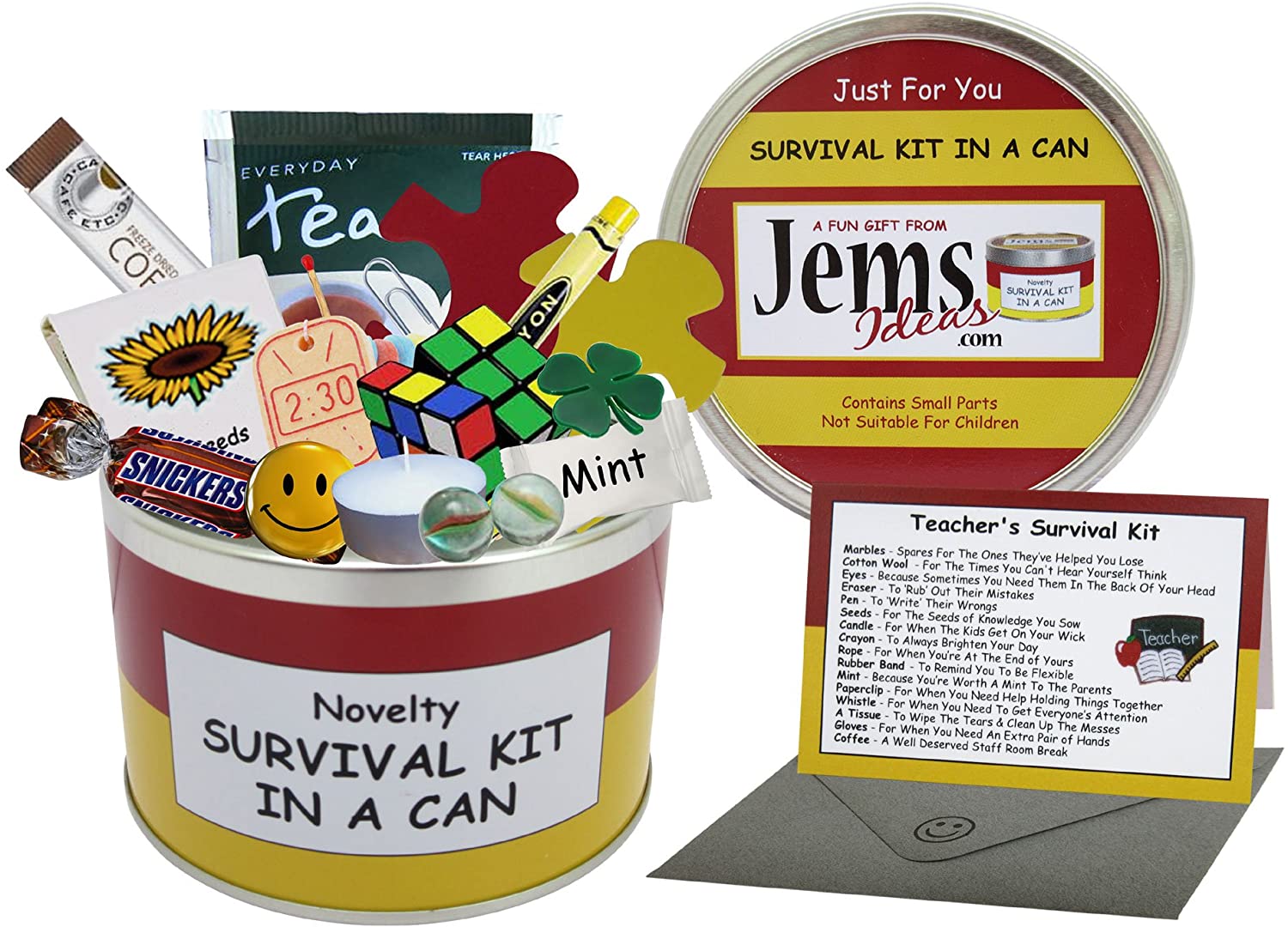Survival Kit In A Can Teacher Fun & Unique Novelty Gift Set. Thank you Teacher Appreciation Gifts. Birthday, Christmas