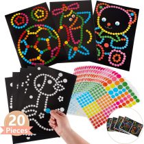 20 Pieces Dotty Sticker Art Sticker Mosaic Pictures Flower Butterfly Bird Frog Educational Toy for Arts and Crafts Teachers Students Nursery School