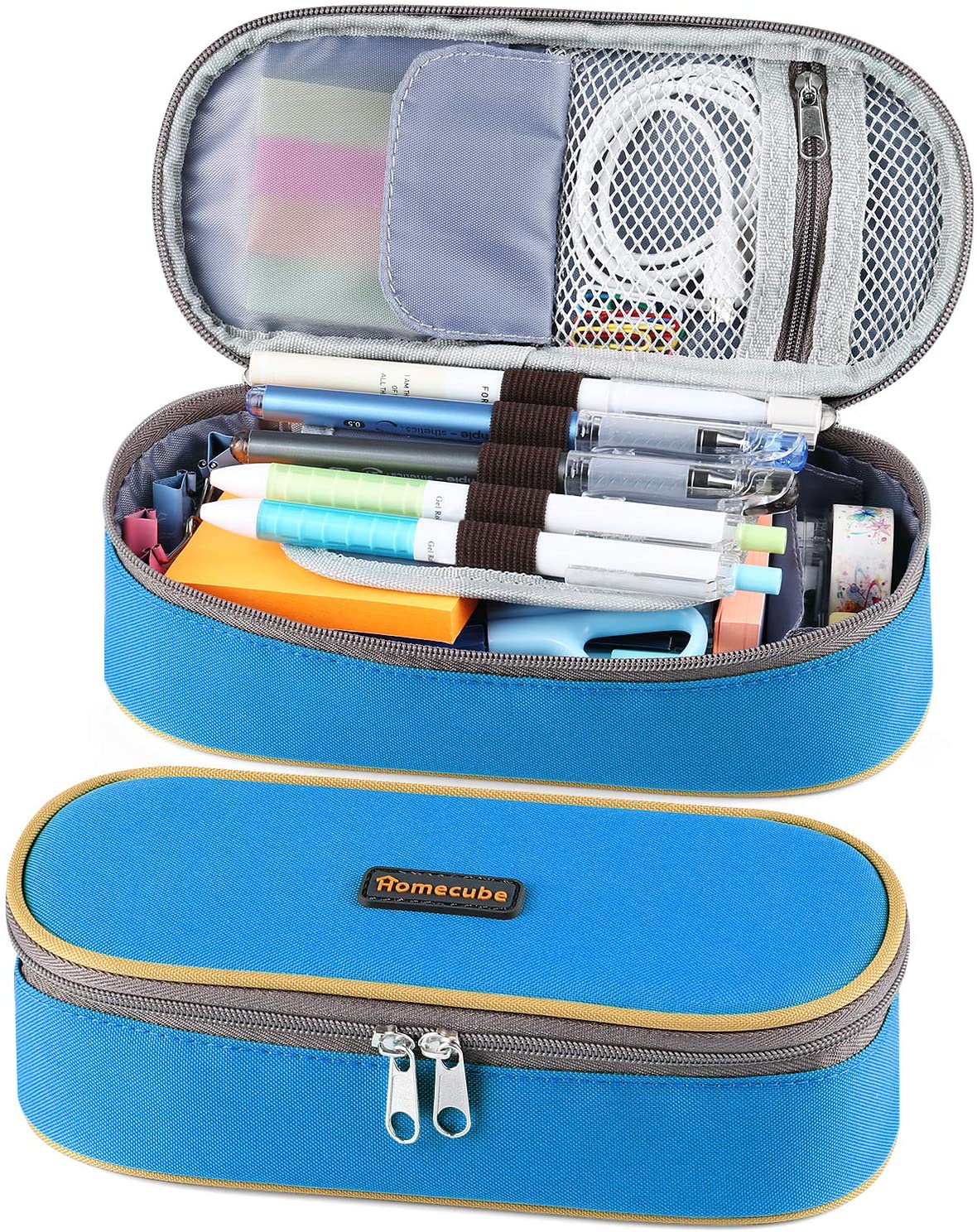 Homecube Pencil Case, Large Pencil Holder Big Capacity Practical Stationery Pouch Pencil Case for Boys Girls Students (Blue)