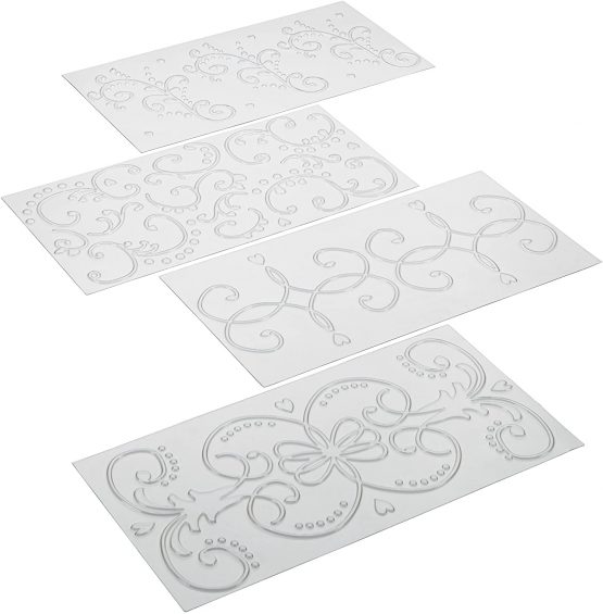 Cake Boss Plastic Baking Fondant Imprint Mats Set , 4-Piece - Transparent