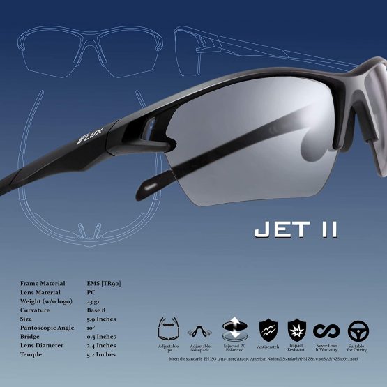 ICECUBE JET II NEO PC Polarized Sports Sunglasses with 100% UV Protection - Super Lightweight Suitable for Driving, Fishing, Cycling and Other Outdoor Activities – Adjustable nose pad & temple - Image 2