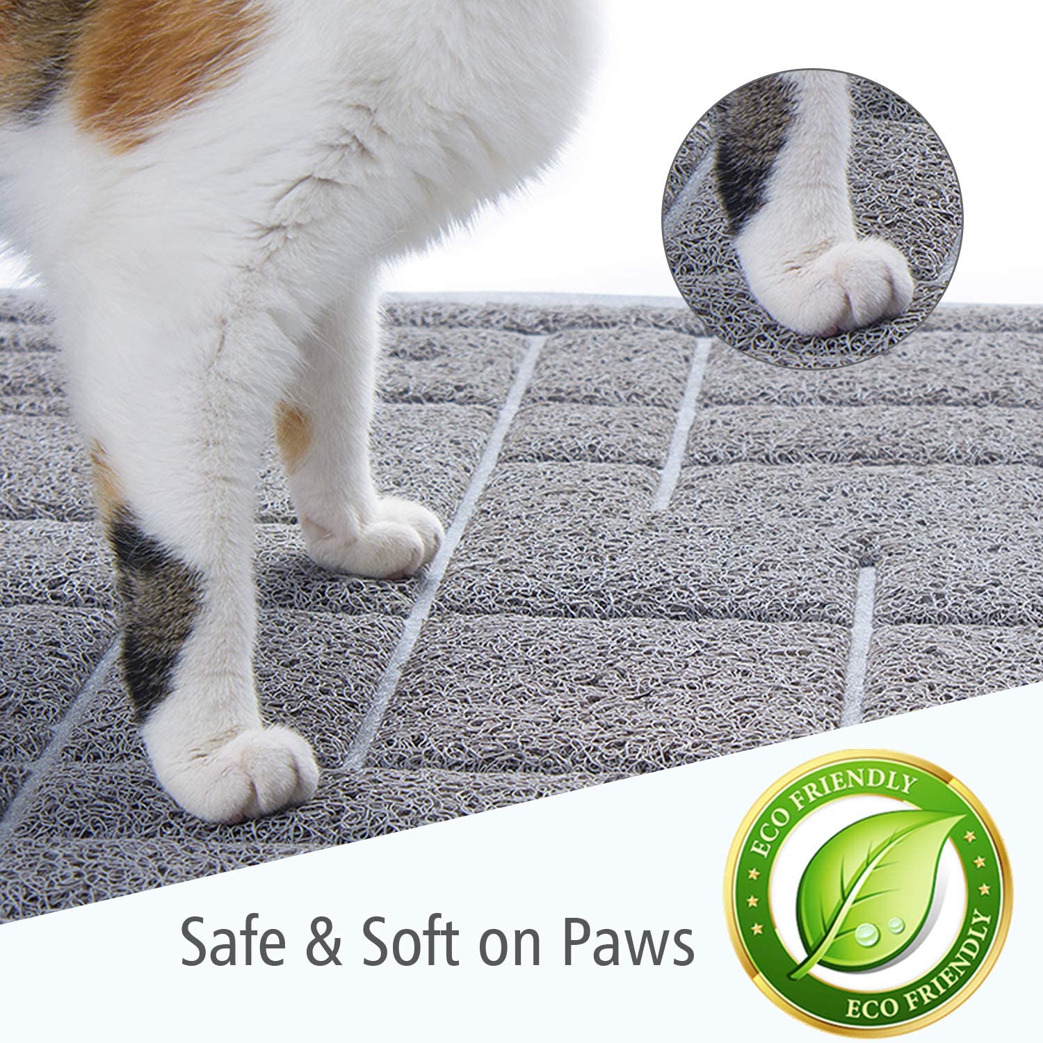 VIVAGLORY Cat Litter Mat - Super Soft Microfiber Rug With Waterproof Backing, 35x25 Inches Grey