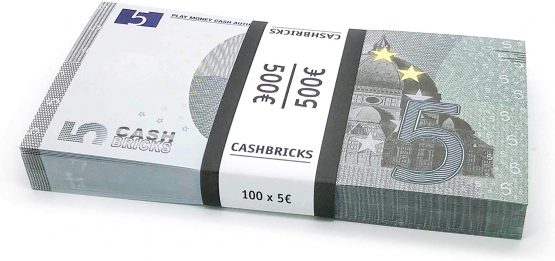 Cashbricks® 100 x €5 EURO play money banknotes