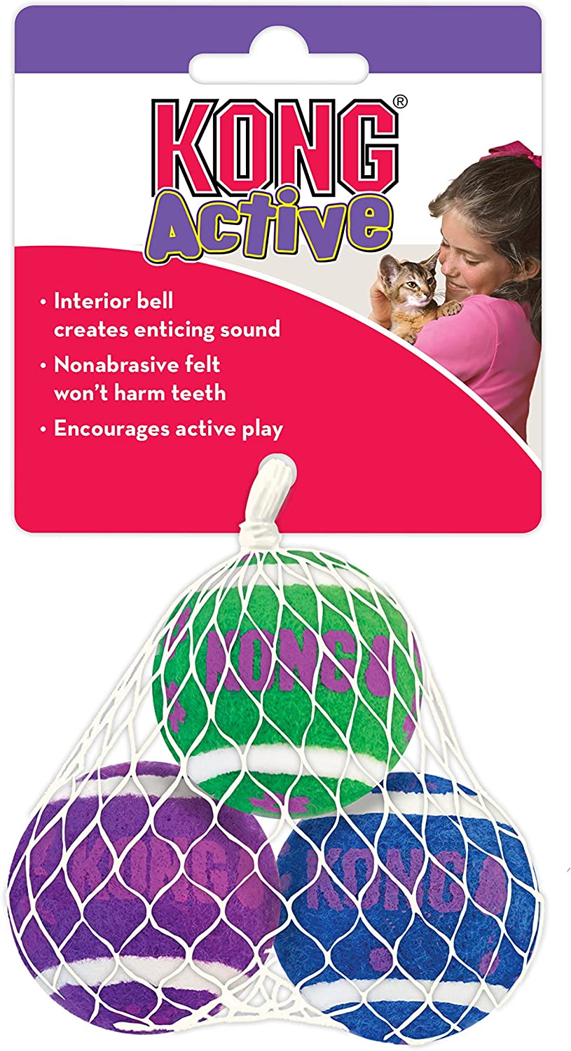 KONG Cat Active Tennis Balls w/Bells, Multi, 3pk - Image 3