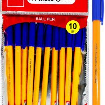 Cello Tri-Mate Orange Fancy Ballpoint Pens Medium Point (Blue, Pack Of 10)