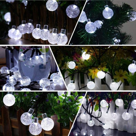Solar Garden Lights Outdoor, 50 LED 7M/24Ft Solar String Lights Waterproof 8 Modes Indoor/Outdoor Fairy Lights Globe for Garden, Patio, Yard, Home, Party, Wedding, Festival Decoration (Clear White) - Image 2