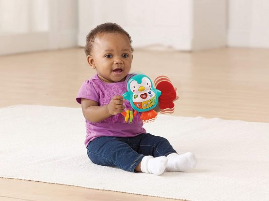 VTech - Tino the Penguin, Baby Toy, Teething and Interactive Rattle with Activities to Discover Animals, Numbers, Colors and Fun Songs - Image 3