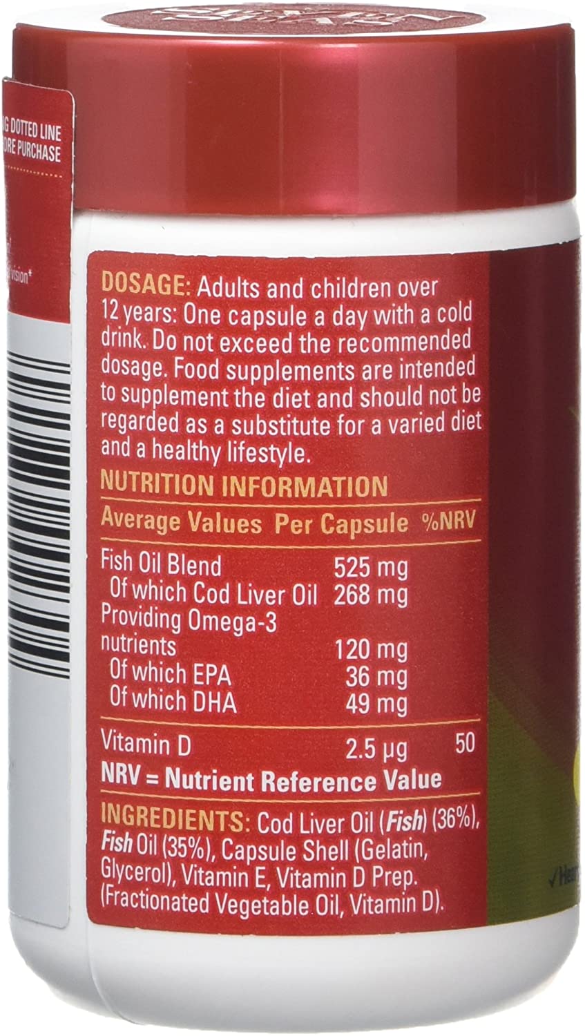 Seven Seas Cod Liver Oil One-A-Day Omega-3 Fish Oil and Vitamin D, 60 Capsules, 2 Months Supply, White, 60 count (Pack of 1) - Image 3