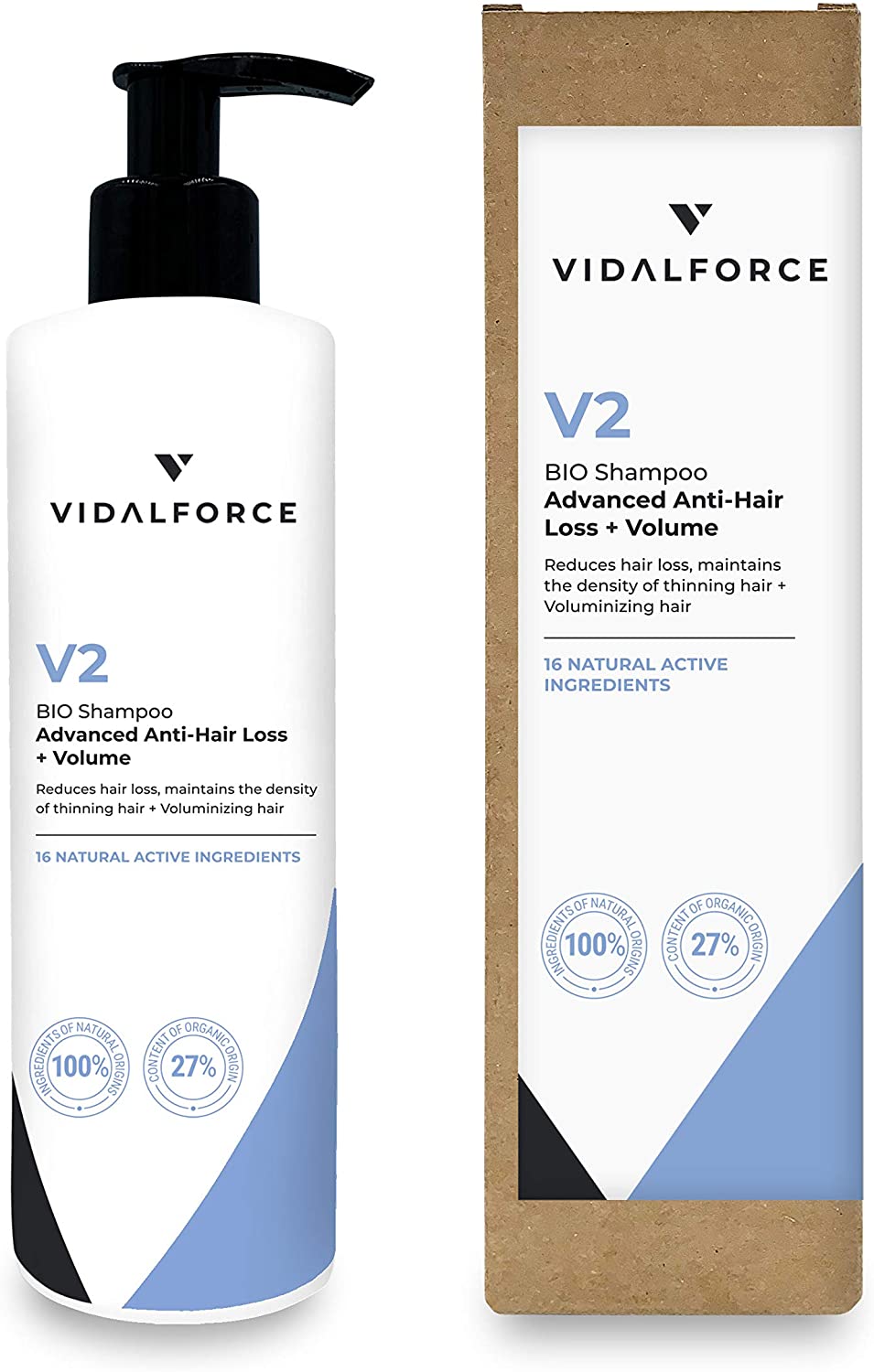 VidalForce, Certified Natural Anti-Hair Loss Organic V2 Shampoo, Advanced Hair Loss, + Instant Volume