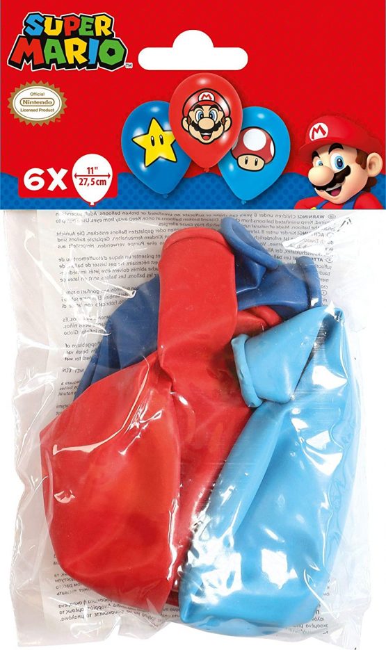 amscan 9901999 6 Latex Balloons Super Mario Bros, Multi-Coloured