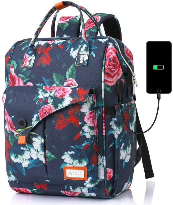 Backpack Womens, Travel School Backpack with USB Charging Port 15.6 Inch Laptop Bag for Women & Men College Students
