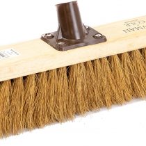Newman and Cole 12" Wooden Broom Head with Soft Natural Coco Bristle Replacement Wooden Broom Head Indoor or Outdoor Soft Bristle Broom Floor Sweeping Brush with Plastic Fixing Bracket Connector