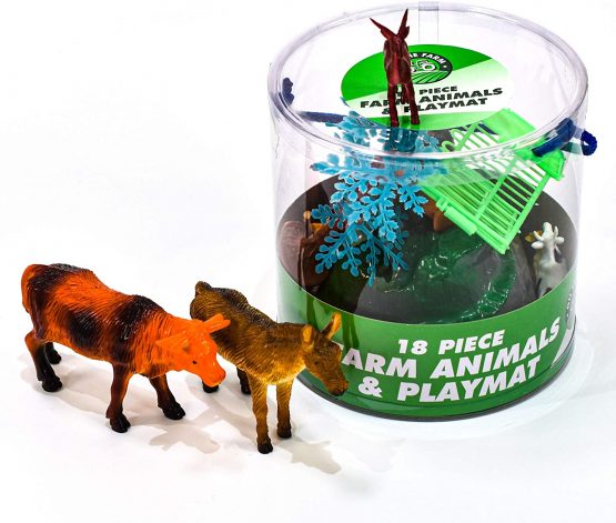 KandyToys 18 Piece Farm Animal Play Set in Tub – Farming Playset with Toy Farm Animals and Play Mat - Image 3