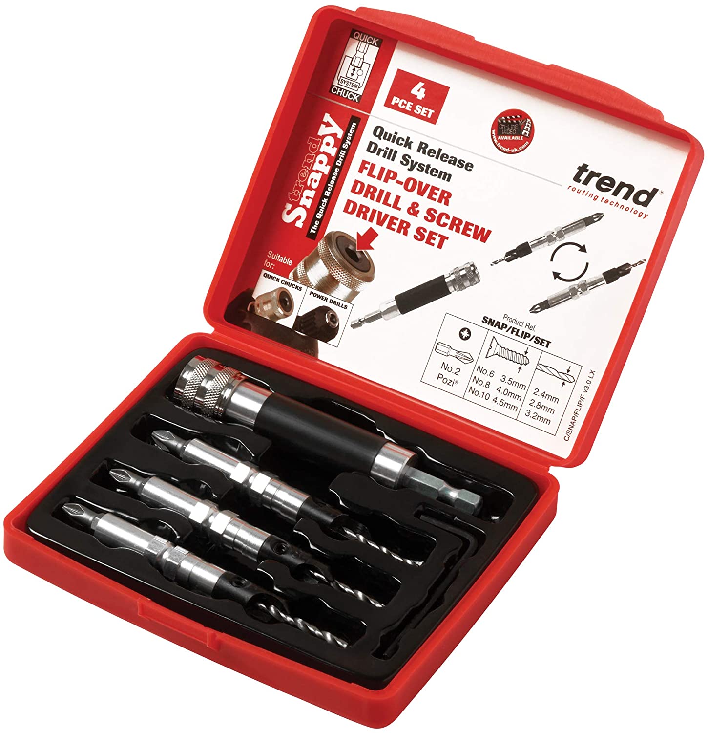 Trend Snappy 4-Piece Flip Over Driver Set, Quick Change & Efficient Piloted Countersinking, SNAP/FLIP/Set - Image 3