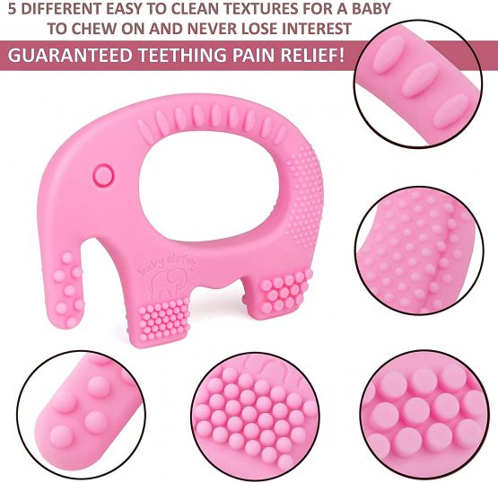Baby Girl Teething Toys - BPA Free Silicone Toy - Cute, Easy to Hold, Soft and Highly Effective Elephant Teether - Unique Teethers Best for 0-6 6-12 Months Girl Christmas Gifts Stocking Fillers - Image 4