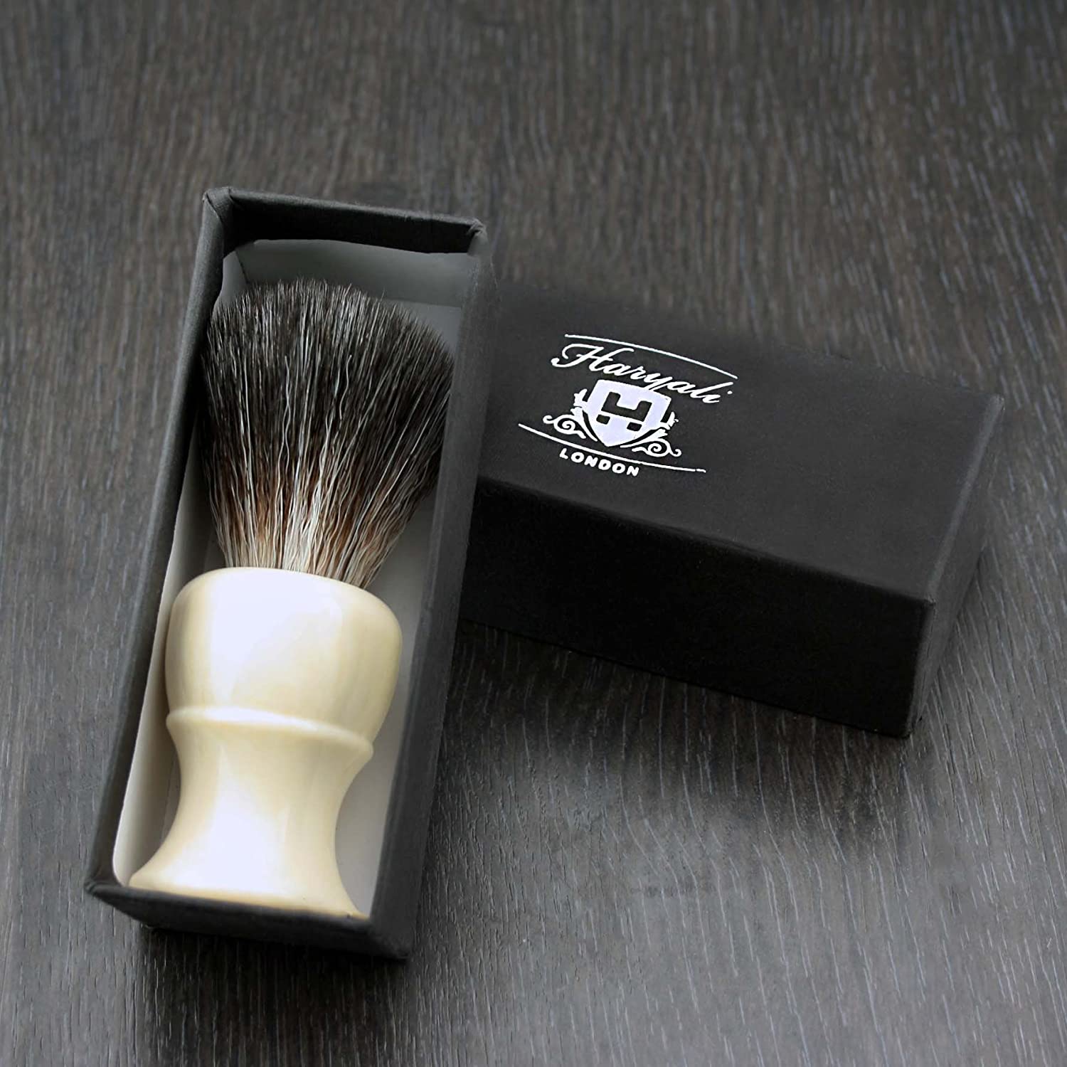 Hand Assembled White Badger Shaving Brush in High Grade (ABS Plastic Handle) Sophist Collection Elegantly Designed by Haryali London. - Image 4
