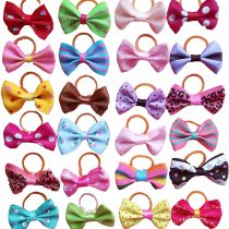 BIPY 100pcs/pack Small Dog Hair Bows with Elastic Rubber Bands Doggy Kitten Topknot Attachment Grooming Accessories Set for Long Hair Puppy Cat Hair Bows Colors Randomly