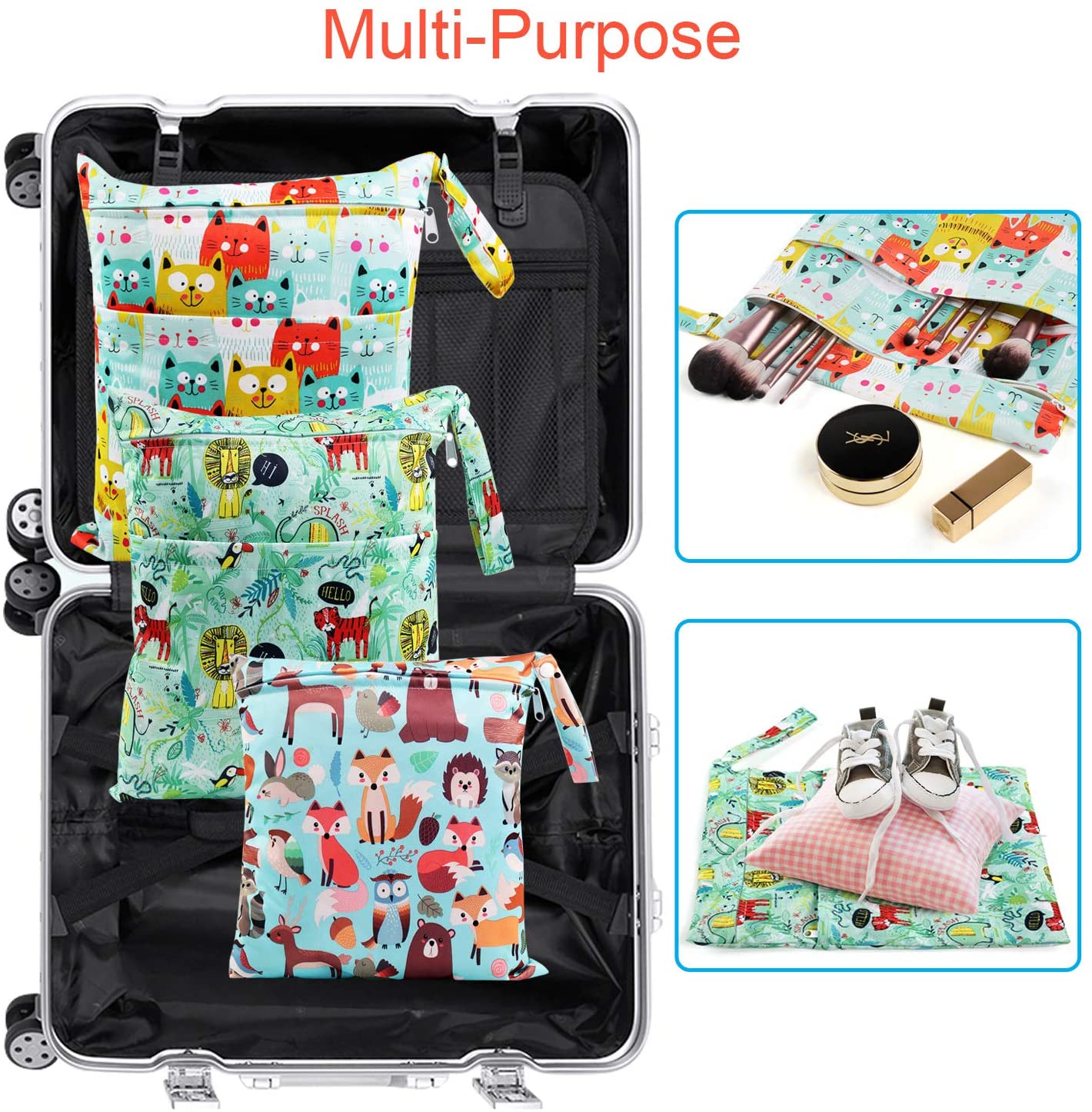 BelleStyle Wet Bag Nappy Bag,3 PCS Wet Dry Bag - Image 3