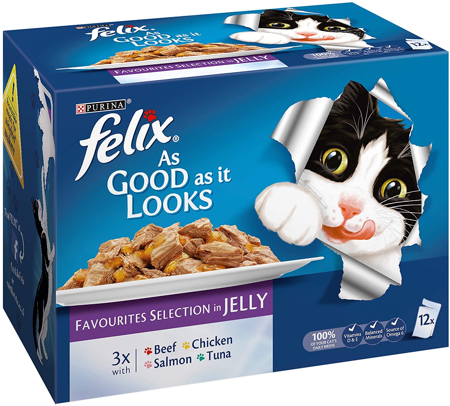 FELIX As Good As it Looks Favourites Selection Wet Cat Food 12x100g (Pack of 4), 48 Pouches, 1.2 kg (Pack of 4)