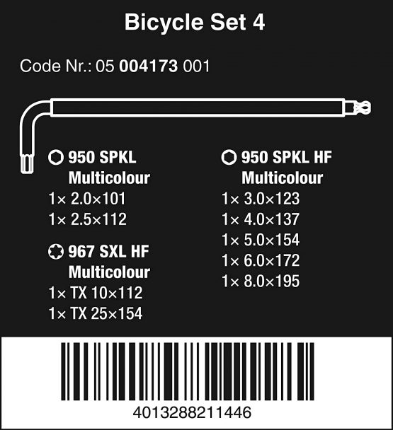 Wera Unisex - Adult Bicycle Set 4 Angle Wrench Set, Unspecified 212 x 85 x 40mm - Image 2