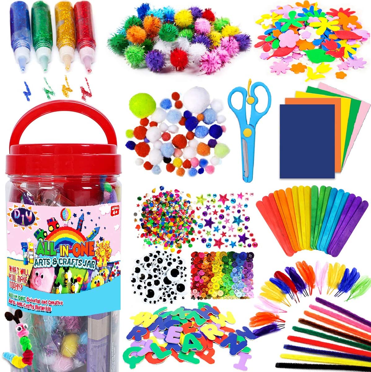 FunzBo Arts and Crafts Supplies for Kids – Craft Art Supply Kit for  Toddlers Age 4 5 6 7 8 9 – All in One D.I.Y. Crafting School Kindergarten  Homeschool Supplies Arts Set Christmas Crafts for Kids – BigaMart