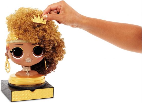 LOL Surprise OMG Styling Head with Stick-on Hair for Endless Styles - 30 Surprises and Accessories - Royal Bee - Image 4