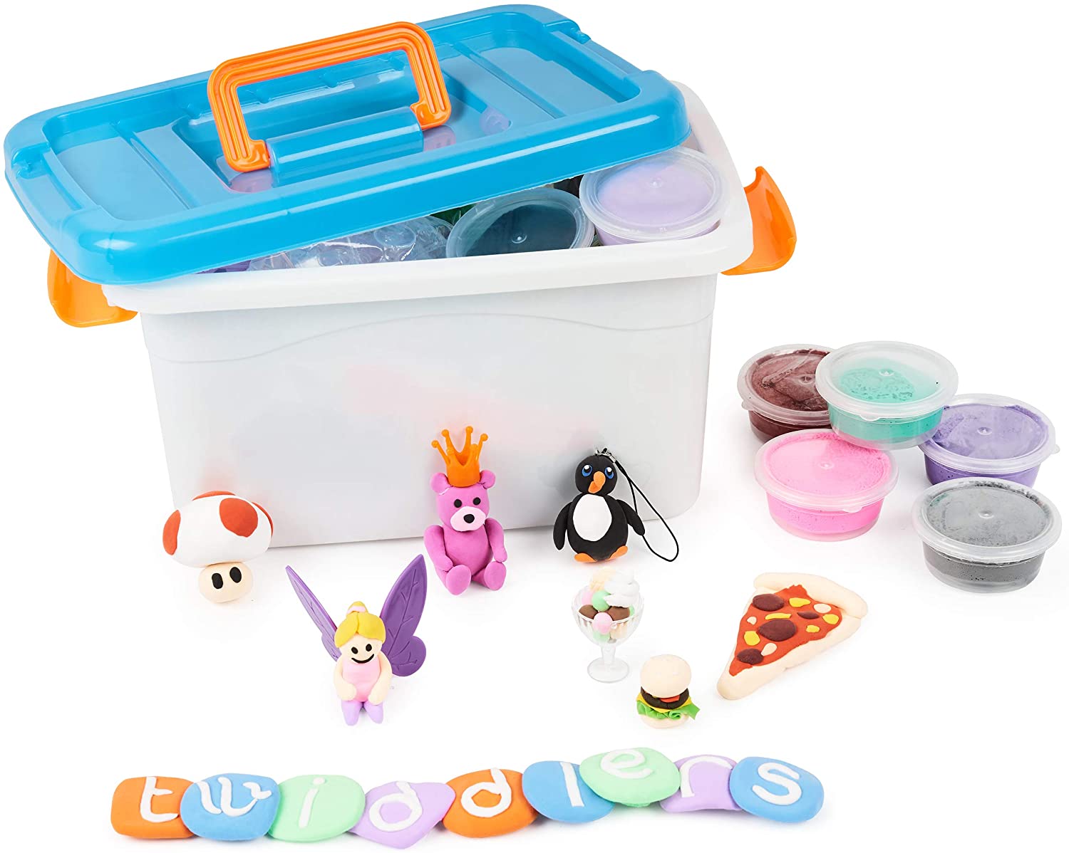 THE TWIDDLERS, 40 Magic Air Dry Clay Tubs Modelling Kit with Storage Box & Accessories - Image 4