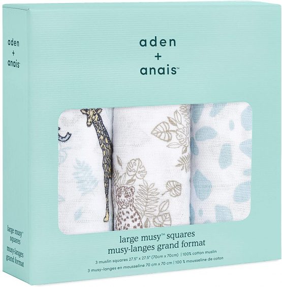 aden + anais 100% Cotton Muslin Musy Squares, Multi-use Baby Cloths for Girls & Boys, 70x70cm, Ideal Newborn & Infant Nursing Set, Perfect Shower Gifts, 3 Pack, Jungle - Image 2