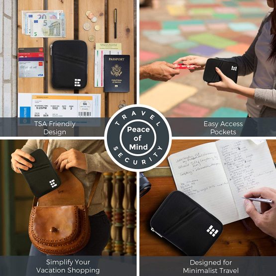 Zero Grid Passport Wallet - Travel Document Holder with RFID Blocking One Size Midnight - Image 3