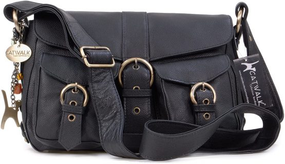 Catwalk Collection Handbags - Ladies Leather Cross Body Bag - Adjustable Shoulder Strap - LOUISA