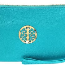 Long & Son Women's Small Clutch, Wristlet, Shoulder,Cross-Body Bags 3141 (Green Blue)