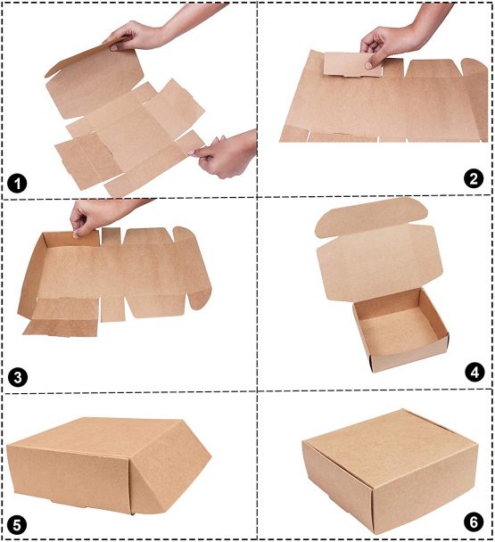 Kurtzy Brown Kraft Gift Boxes (20 Pack) - Box Measures 12 x 12 x 5cm (4.72 x 4.72 x 1.96 inches) - Easy Assemble Square Presentation Favour Present Box - Parties, Birthdays, Weddings, Holidays - Image 3