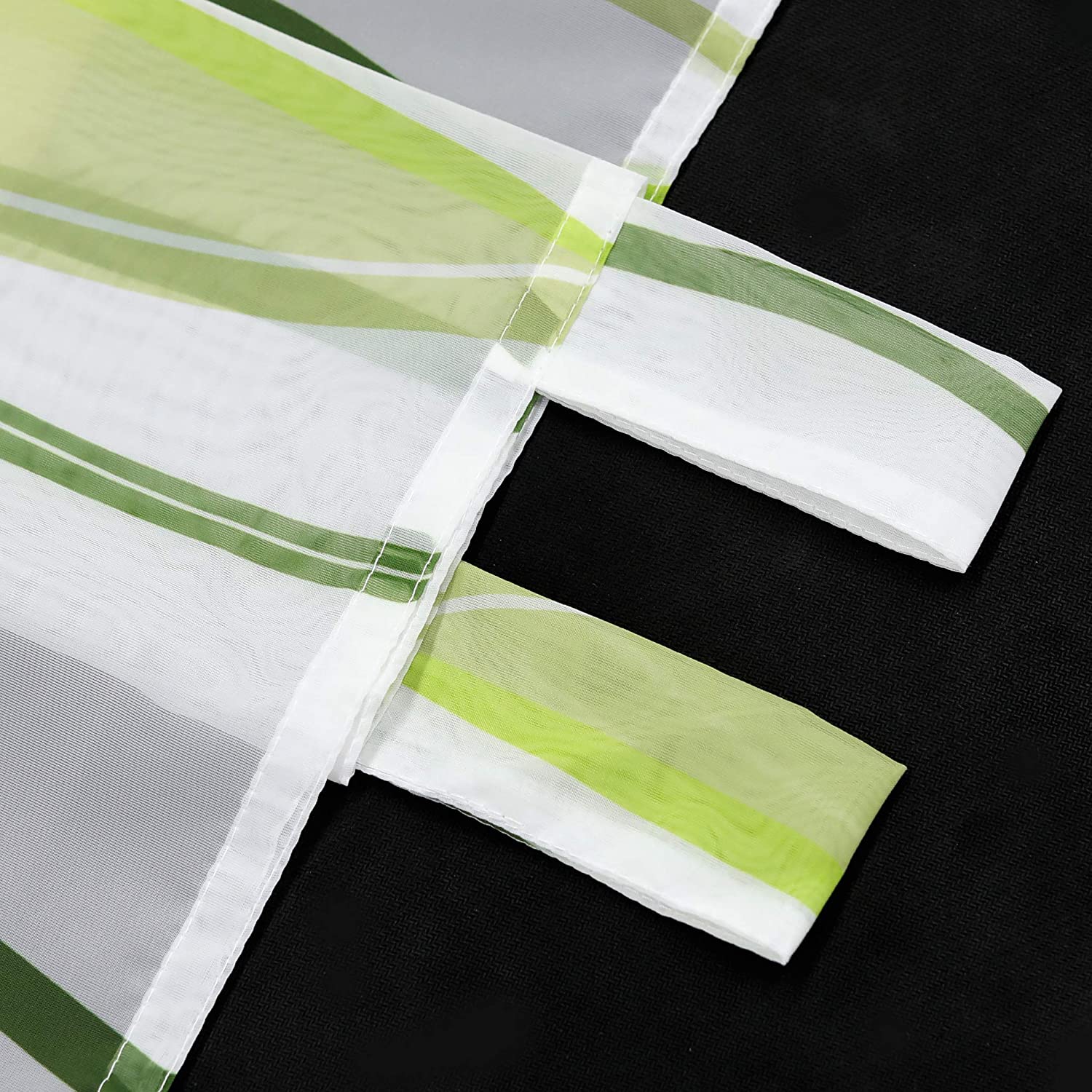 HongYa 1 Piece Transparent Net Curtain with Loops Waves Design Polyester Decoration for Bedroom Living Room Balcony Cream Green HW 145/140 cm - Image 3