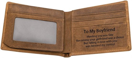 Engraved Custom RFID Blocking Bifold Stylish Wallet for Boyfriend Handmade Valentine's Day Christmas Gifts (for Boyfriend) - Image 3