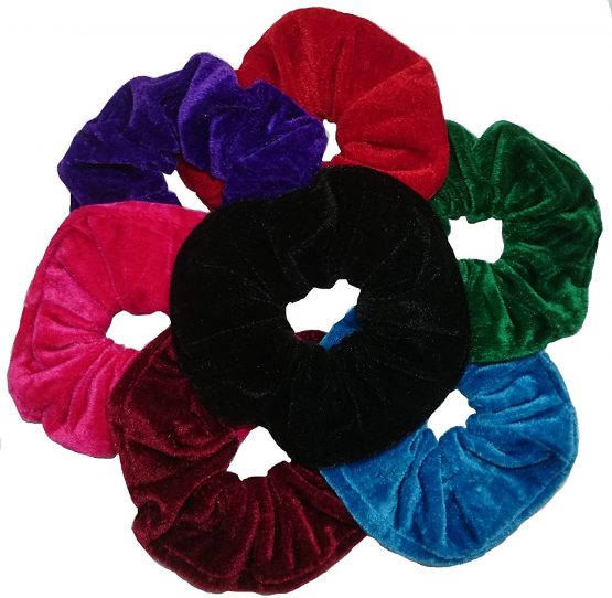 Aadya® Pack of 7 Hair Scrunchies Velvet Elastics Scrunchy Bobbles Hair Bands Hair Ties Ponytail Holders