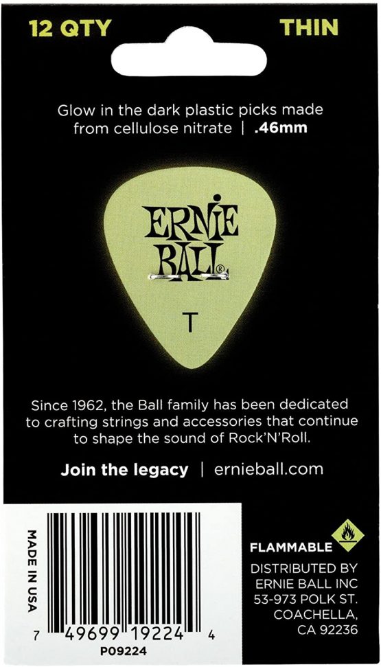 Ernie Ball P09224 Super Glow Cellulose Thin bag of 12 - Image 2