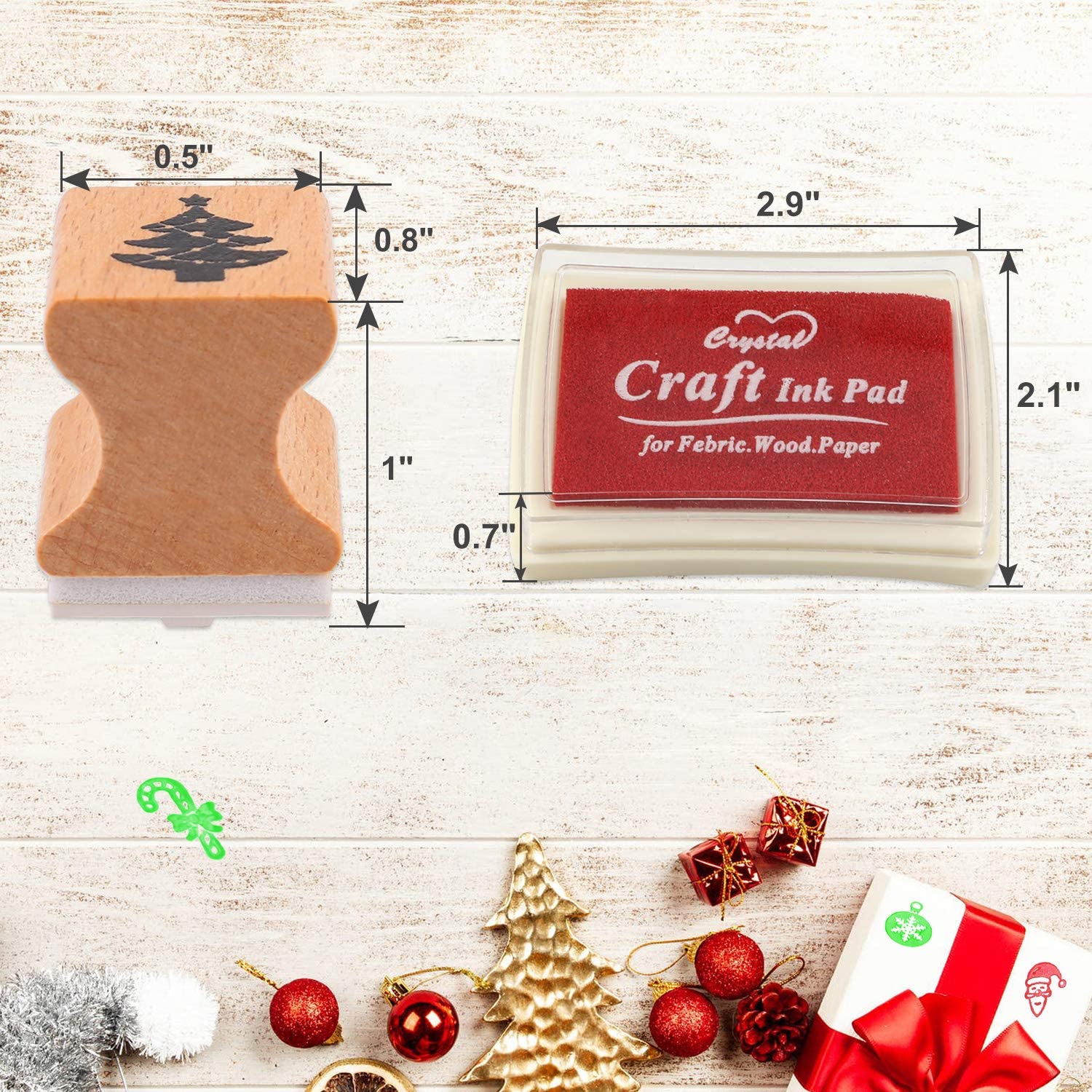 HOWAF Wooden Christmas Stamps Set including Ink Pad for Crafting Card Making Christmas Stamps Pack for Children Xmas DIY Painting Scrapbooks Christmas Party Bag Fillers Favor Decoration Supplies - Image 3