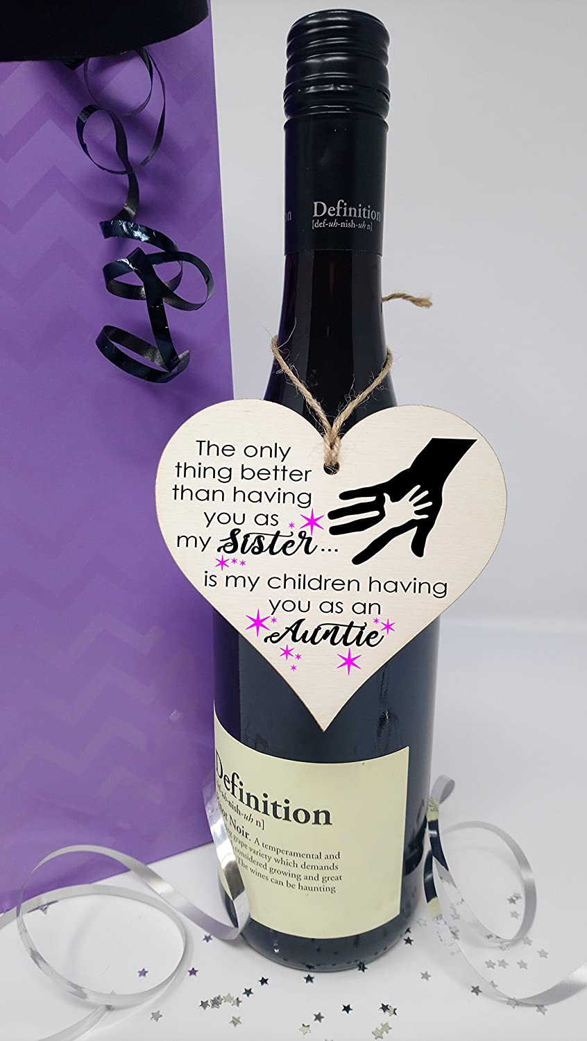 Handmade Wooden Hanging Heart Plaque Gift for Sister Auntie Loving Thoughtful Thank You Keepsake, Multicolor, 10 x 9.5 cm - Image 3