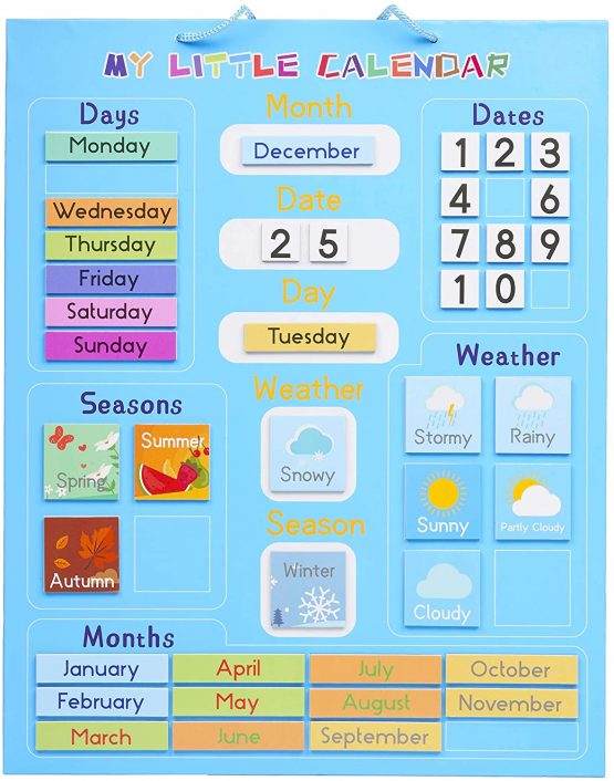 Chuckle - My First Calendar for Weather, Days of the Week, Magnetic with Hanging Loop